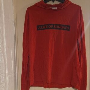 Red Hoodie with 'A Life of Sundays' Print